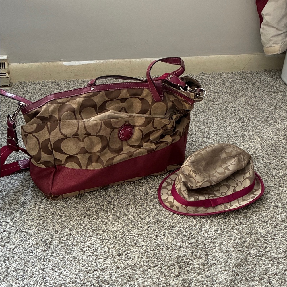 Coach Brown and Red Crossbody Bag vintage